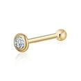 thumbnail image 1 of 14k Gold Nose Ring with Simulated Diamond Stud Piercing Body Bezel Set Micro Yellow 9.5mm, 1 of 6