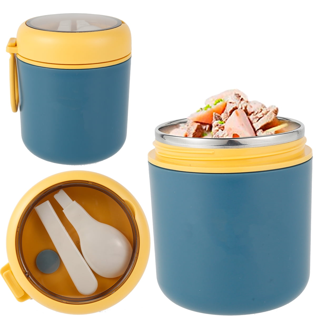 Stainless Lunch Jar Vacuum Insulated Stainless Steel Lunch Container With folding spoon Insulated Soup Lunch Box Large Capacity Double Vacuum Cup Insulation Barrel 1.8L 