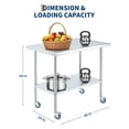 thumbnail image 2 of Table de Préparation en Acier Inoxydable 24x48 Pouces avec Roulettes, Table de Travail Mobile Commerciale Robuste avec Étagère Réglable et 4 Roulettes Verrouillables pour Restaurant, Garage, Atelier, 2 of 7