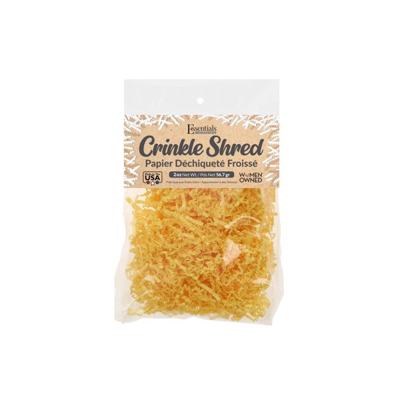 Essentials by Leisure Arts Crinkle Shred Bag, Baby Yellow, 2oz Shredded Paper Filler, Crinkle Cut Paper Shred Filler, Box Filler, Shredded Paper for Gift Box, Paper Crinkle Filler, Box Filling