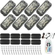 SUNPIE 12Pcs High Power Wide Angle RGBW LED Rock Lights Full Luminous Zone with Phone App Remote Control Voice Mode Music Mode Neon Accent Wheel Well Lights for Off Road Truck SUV ATV UTV Bo