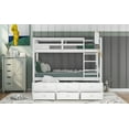 thumbnail image 3 of Twin over Twin Wood Bunk Bed with Trundle and Drawers,White, 3 of 13