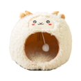 thumbnail image 1 of Vellón en forma de cordero Cueva Escondite de dibujos animados Hut Portátil Antideslizante Parte inferior Cómoda con pelota Yuyangstore Cama para gatos de interior, 1 of 7