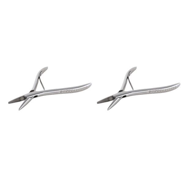 Seitruly Alicates de extensión de cabello de acero inoxidable plateado para anillo Micro 2piezas Forma plana
