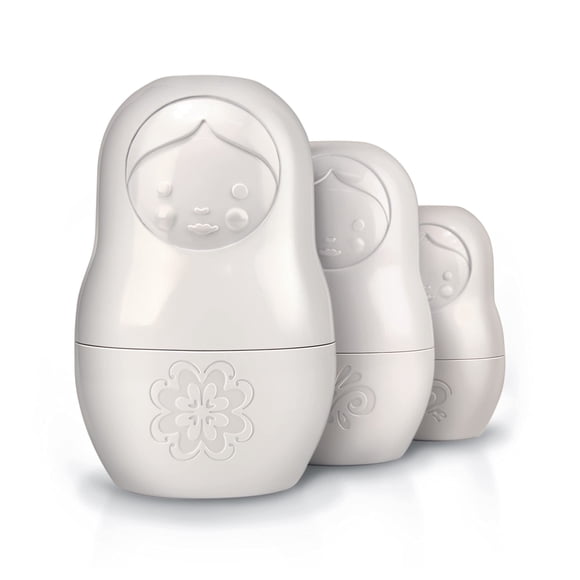 Juego de 6 tazas medidoras originales Fred Matryoshka, color blanco