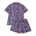 thumbnail image 4 of Womens Pajamas Short Sleeve Dogs Printed Shirts Wide Leg Elastic Shorts Sleepwear Outfit, 4 of 4