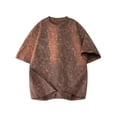 thumbnail image 2 of LEKWK Mens T Shirt Oversized Crewneck Acid Wash Graphic Tops Short Sleeve Speckle Print Drop Shoulder Loose Fit Tees Streetwear Casual Tops Brown XXL, 2 of 5