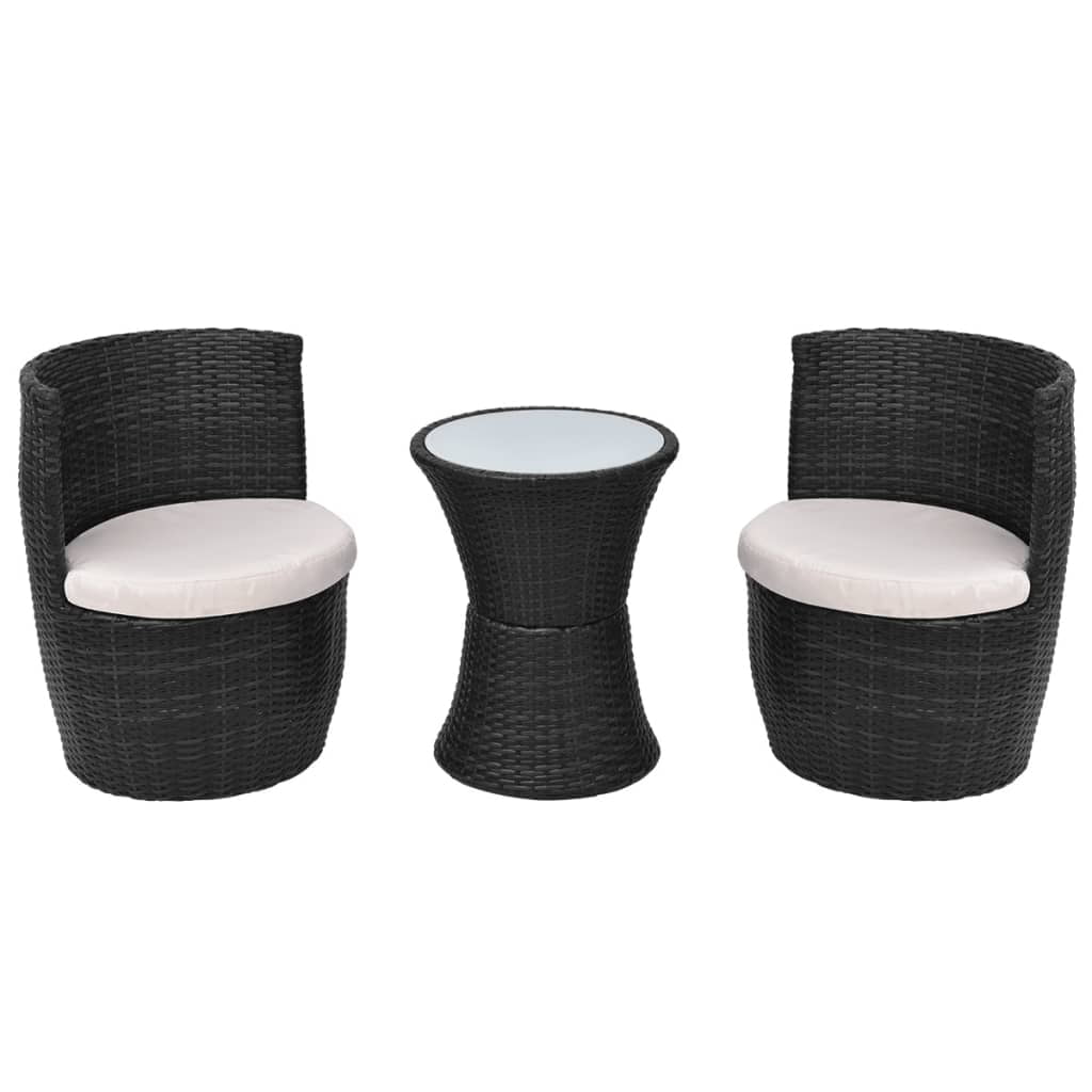 Kepooman 3pcs Wicker Couch with Cushions for Garden, Black Kepooman 3pcs Wicker Couch with Cushions for Garden, Black