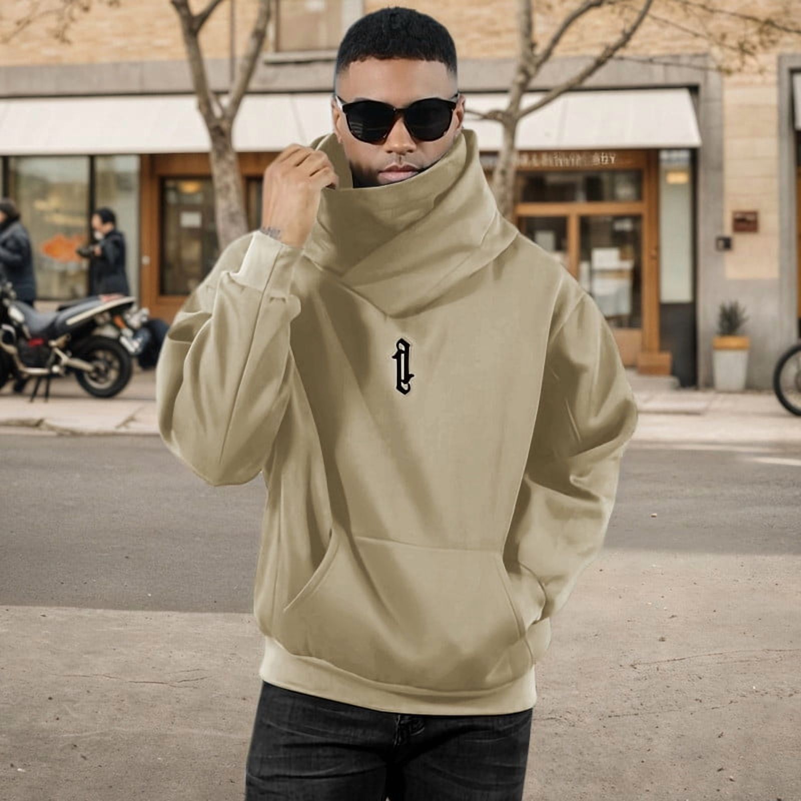 HISITOSA Men's Long Sleeve Fleece Hoodie Lightweight Tech Wear Soft Cotton Pullover Unisex Casual Hooded Sweatshirts