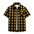 thumbnail image 4 of Cloaraye Button Down Shirt for Men Short Sleeve Plaid V Neck Turndown Collar Casual Shirt Beach Vacation Summer Tops with Pocket, 4 of 7