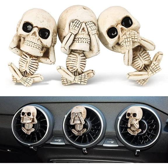 Cute Fathers Gift Sugar Skull Car Truck Air Fresheners Vent Clips Cool Car Scent Freshener Decorations Things Goth Automotive Accessories Interior Mens Father's Day Decor Gifts for Women Men Teens