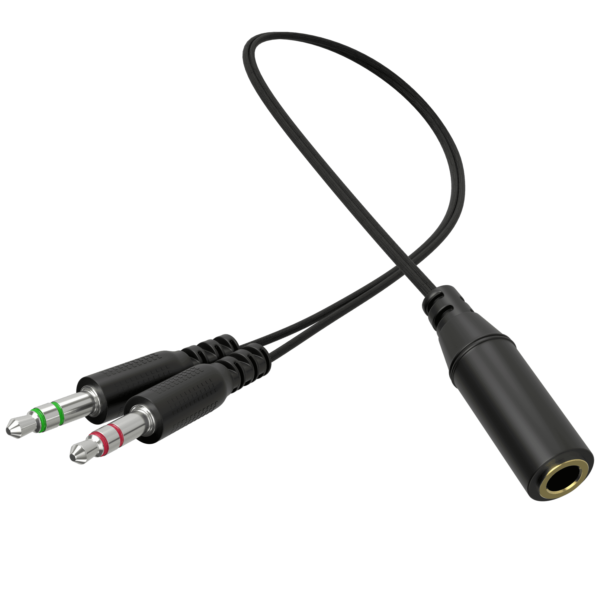 3.5 mm Headphone Jack to Two Microphone and Headphone 3.5 mm AUX Audio Cable Splitter, Smartphone Headset to PC Adapter, Black