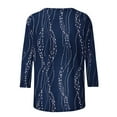 thumbnail image 5 of EchfiProm T-Shirts for Women Blue 3/4 Sleeve Pullover Crew Neck Loose Fit Dressy Graphic Blouse, 5 of 9