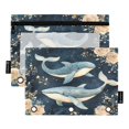 thumbnail image 2 of Ckdifva Floral Whales Foses Pencil Pouch 3 Ring Zipper Pencil Case Binder Pockets Clear Top Cosmetic Bag 2 Pack, 2 of 6