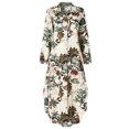 thumbnail image 3 of BSDHBS Womens Casual Dresses Women Long Sleeve Lapel Button Up Cotton Print Shirt Dress Irregular Maxi Dress Yellow Size S, 3 of 6