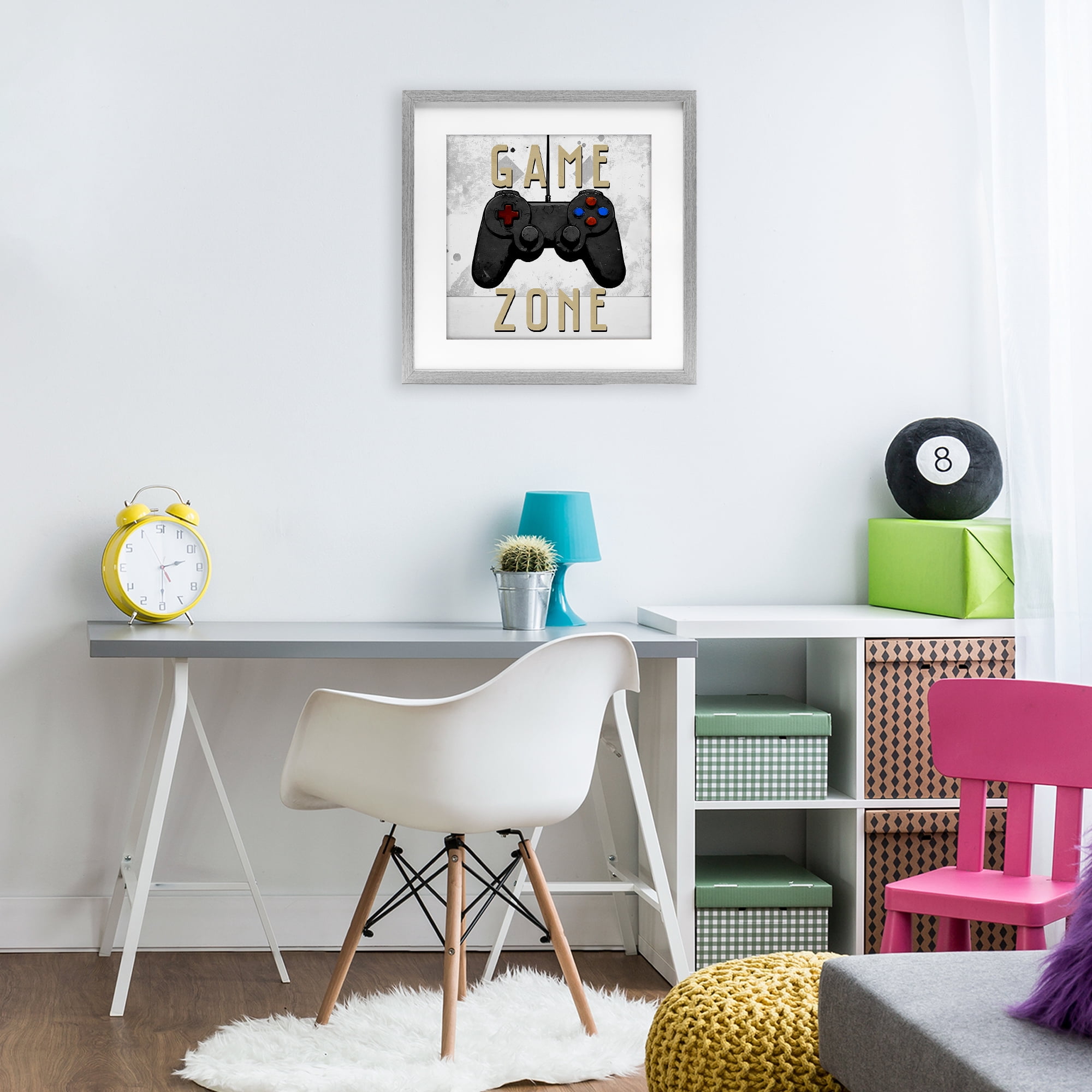 Stupell Industries Game Zone Control Gray Framed Print Under Glass, design by Kim Allen