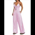 thumbnail image 1 of Conjunto de 2 Piezas para Mujer: Camiseta Sin Mangas con Cordones y Espalda Descubierta, y Pantalón con Cordón Ajustable, para Club, Color Rosa, Talla XL, 1 of 9