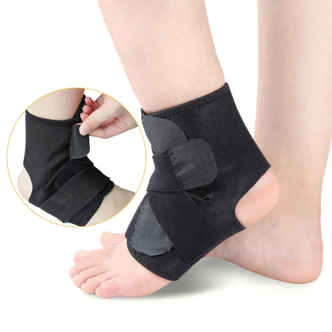 Open-Heel Compression Ankle Arch Support Brace Sleeve Foot Protective Wrap  One Size