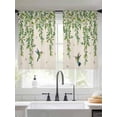 thumbnail image 2 of Spring Botanical Sheer Curtains 45 Inch Length 2 Panels Set Window Treatments, Watercolor Leaves Flowers Birds Beige Rod Pocket Semi Curtains for Living Room/Bedroom/Kitchen Décor, 104"W x 45"L, 2 of 7