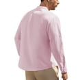 thumbnail image 5 of Stamzod Men Shirts Fashion Solid Color Stand-Up Long Sleeve Shirt Daily Casual Loose Work Shirts for Men Pink S, 5 of 7