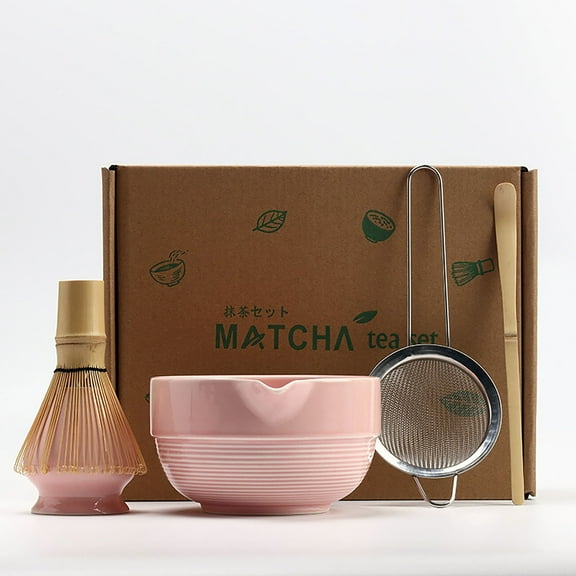 Matcha Tea Set with Whisk – Ceramic Bowl,Whisk,and Holder for Traditional Japanese Tea – 5 Piece Set for Beginners