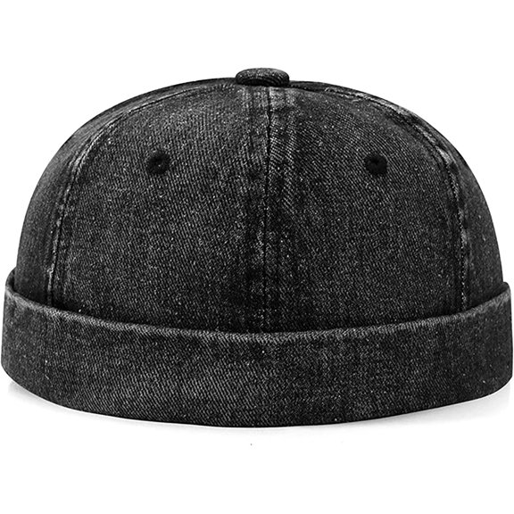 CoCoMangos Classic Denim Skull Cap for Men Adjustable Brimless Beanie Hat for Everyday Casual Wear