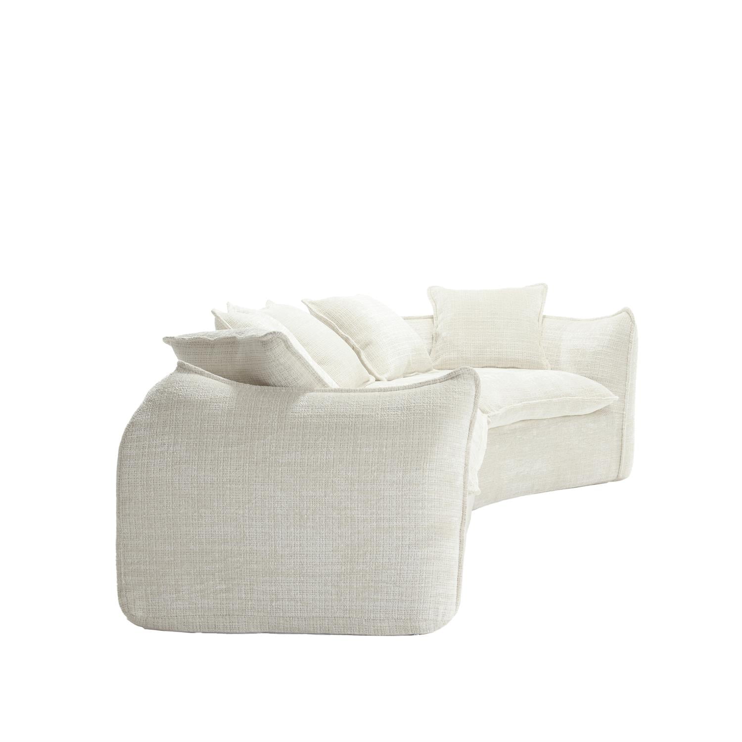 Demi Bonn 125" Modern Modular U-Shaped Sectional Sofa, Spacious 5-Seat Chenille Fabric Couch with Plush Pillows for Living Room, Minimalist Cloud-Style, Beige