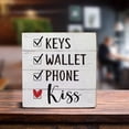 thumbnail image 3 of Zomyto 5x5 IN Keys Wallet Phone Kiss Wooden Box Sign Desk Decor, Farmhouse, 3 of 5