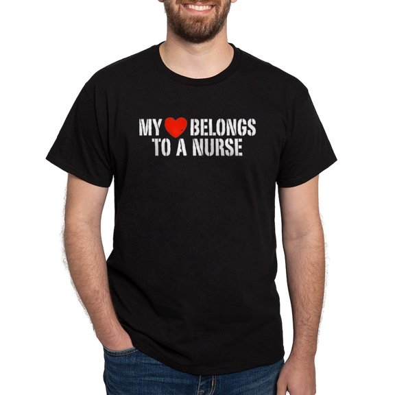 CafePress - My Heart Belongs To A Nurse Dark T Shirt - Men's Classic Graphic Cotton T-Shirt