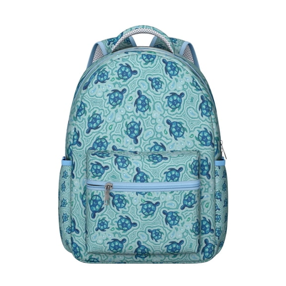 Tropical Marine Life Student Backpack Waterproof Scratch-Resistant Composite Oxford Cloth with Underwater Turtle and Coral Reef Pattern, Comfortable Adjustable Straps, Perfect for Travel and School