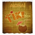 thumbnail image 3 of Ambesonne Tiki Bar Shower Curtain, Wood Plank Aloha, 69"Wx70"L, Brown Orange Pink, 3 of 3
