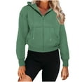 thumbnail image 1 of Timegard Half Zip Pullover for Women Cropped Long Sleeve Tops Sweatshirts Thumb Hole Fall Solid Color Tops, 1 of 8