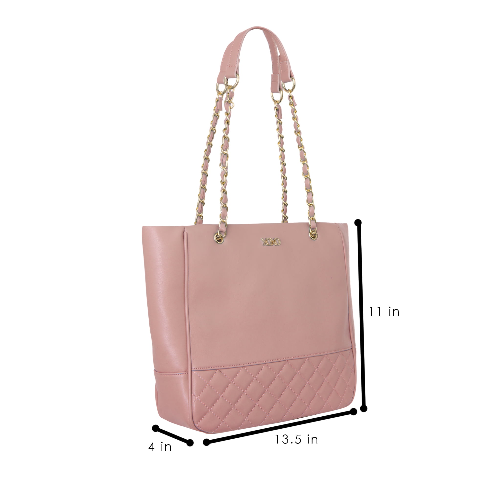 XOXO Women's Rose Vegan Leather Quilted Everyday Tote Bag with Chain Handle