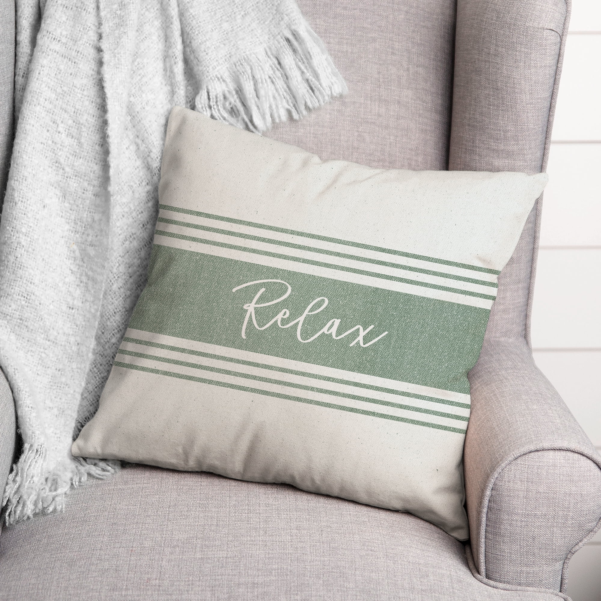 Creative Products Relax Linen Green 18 x 18 Indoor / Outdoor Pillow