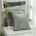 thumbnail image 5 of 2 Pack 25'' x 25'' Silky Velvet Pom Pom Pillow Covers Decorative Throw Cushions Cover for Sofa Couch Home Car Office, Gray, 5 of 5