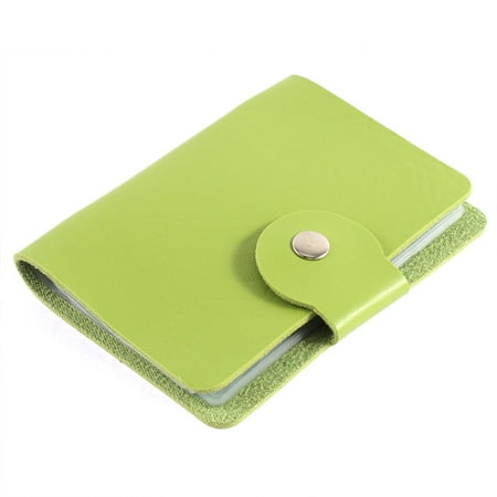 Unisex Faux Leather Rectangular Button Press Bank Credit ID Card Holder