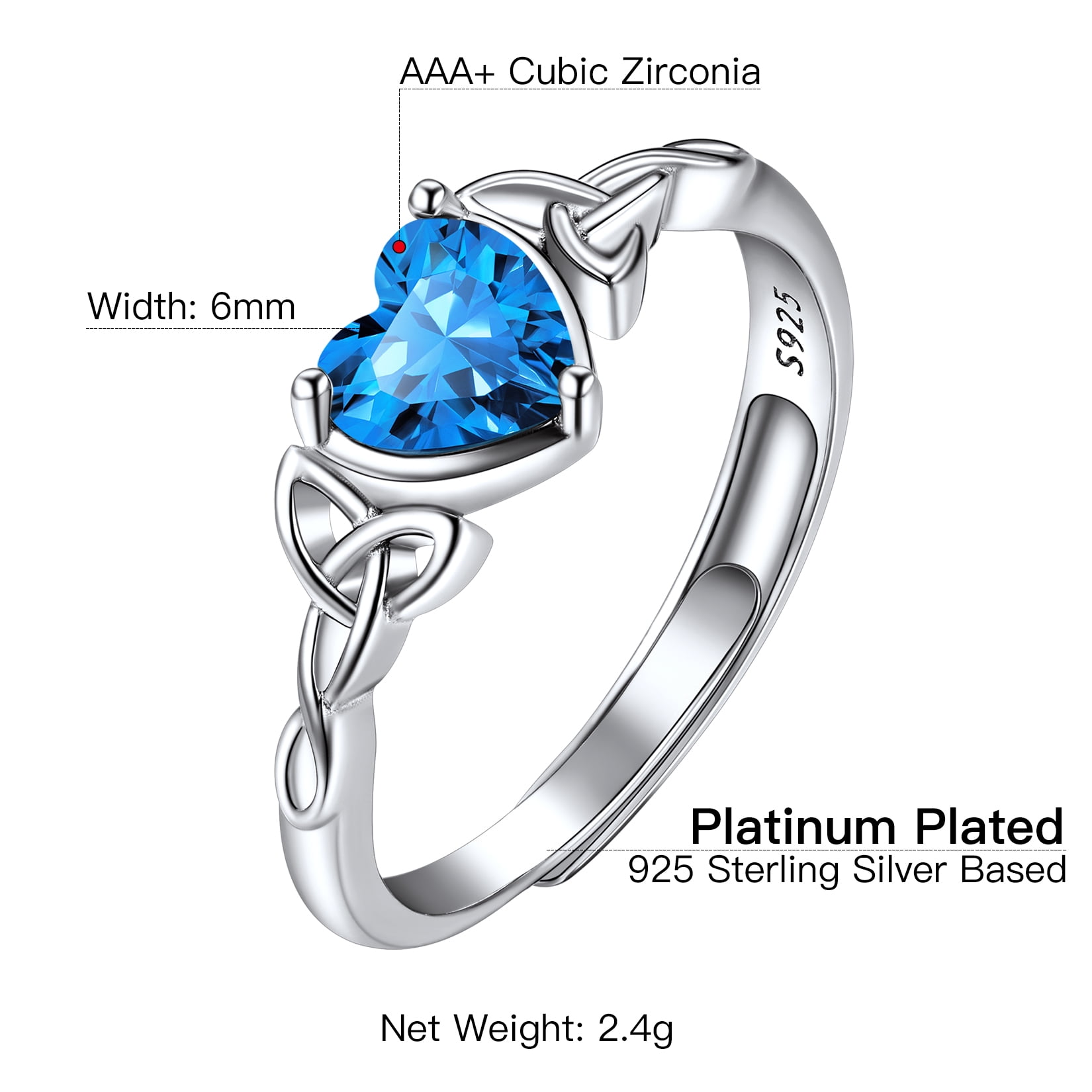 Suplight Women 925 Sterling Silver Birthstone Love Heart Jewelry Sets Birthday Gifts for Women