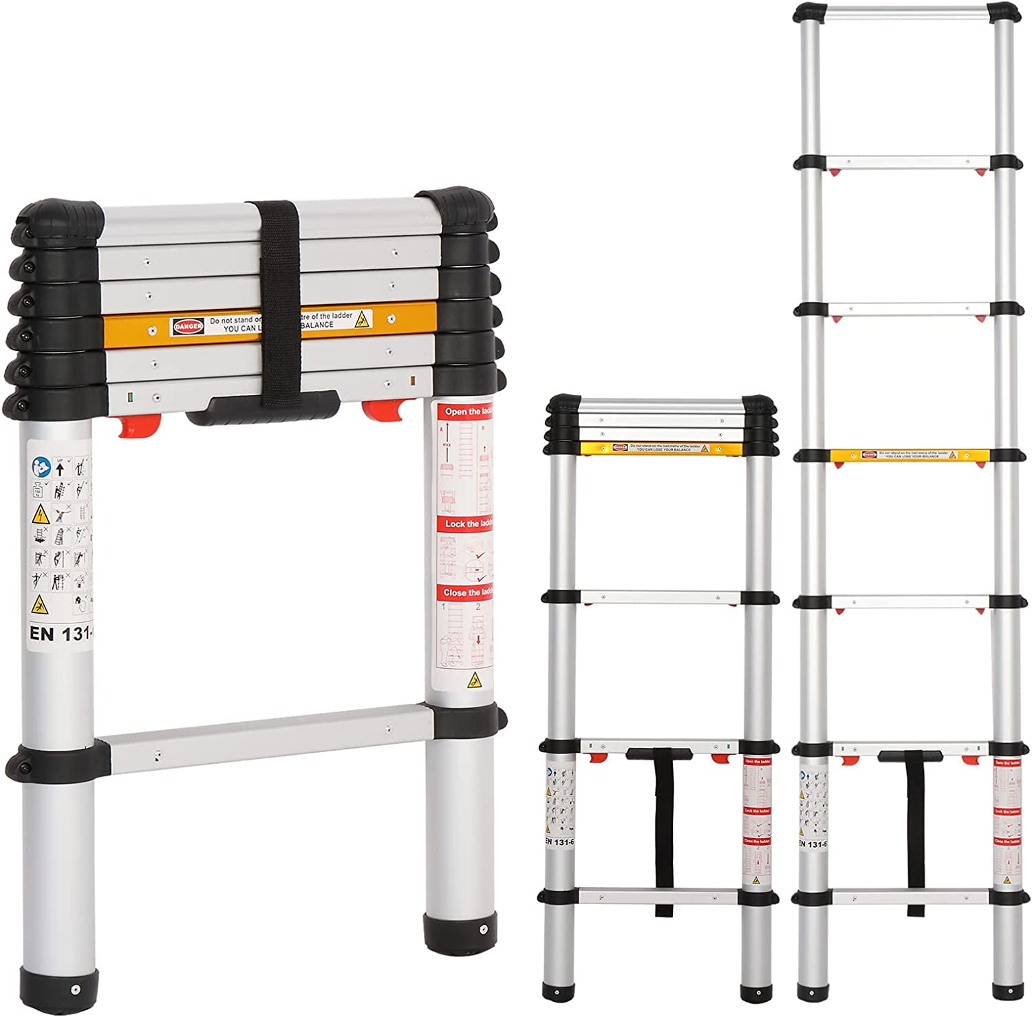 LUISLADDERS Telescoping Ladder, 6.6 FT Aluminum Extension Ladder