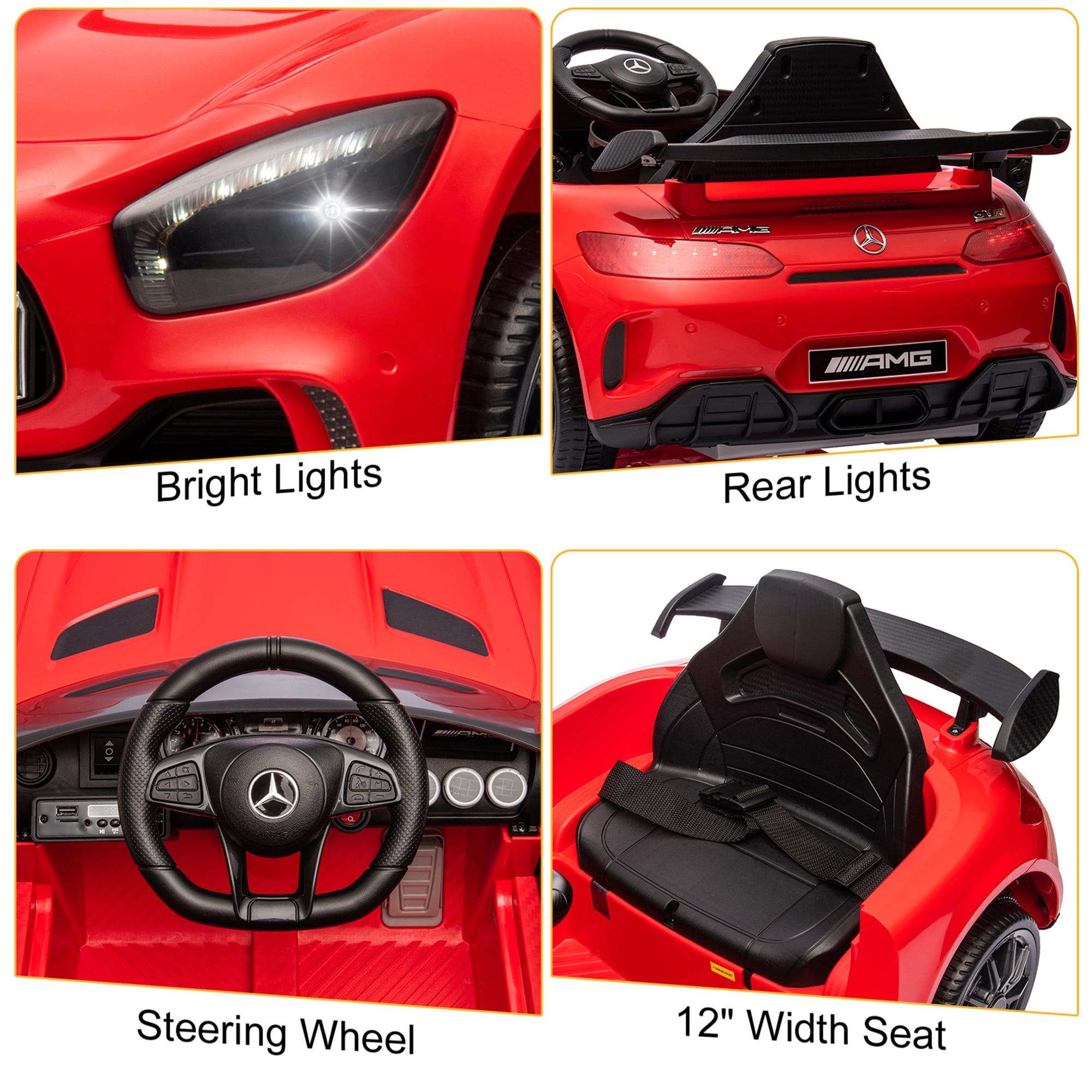 CIPACHO Electric Cars for Kids, 12V Battery Powered Ride On Car with Remote Control, LED Lights, MP3 Player, 3 Speeds, Best Gift for Boy, Girls, Red