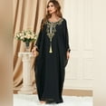 thumbnail image 4 of IBTOM CASTLE Women Muslim Dress Batwing Sleeve Embroidered Abaya Kaftans Modern Elegant Dubai Moroccan Islamic Dresses One Size Black, 4 of 8