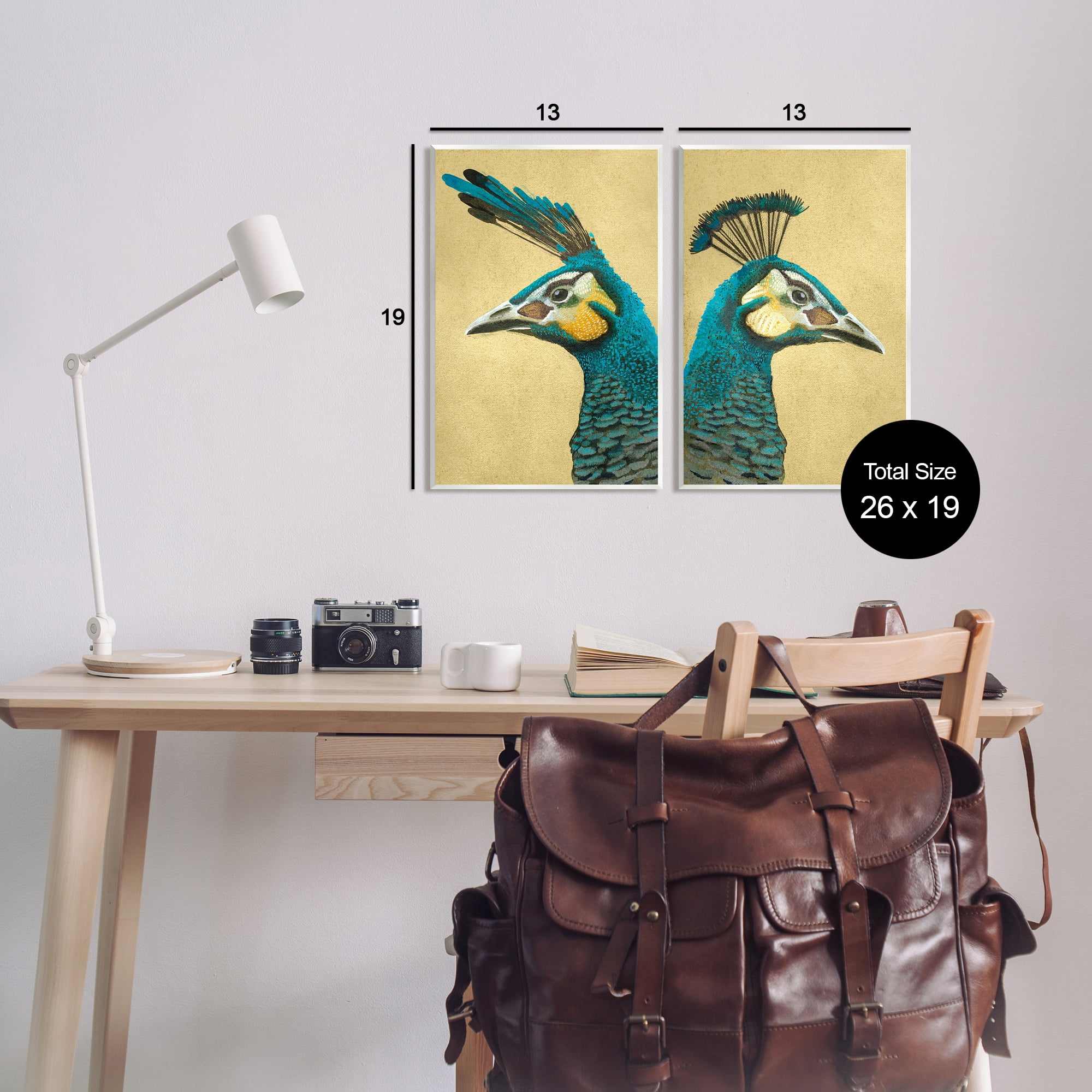 Stupell Industries Teal Peacock Portraits Animals & Insects Painting Unframed Art Print Wall Art, 13 x 19