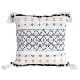 thumbnail image 2 of Funda de almohada de algodón con borlas para sala de estar, dormitorio y sofá Tela escocesa negra 18 × 18 pulgadas, 2 of 9