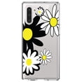 thumbnail image 1 of DistinctInk Clear Shockproof Hybrid Case for Samsung Galaxy Note 10 (6.3" Screen) - TPU Bumper Acrylic Back Tempered Glass Screen Protector - Black & Yellow Modern Daisies, 1 of 1