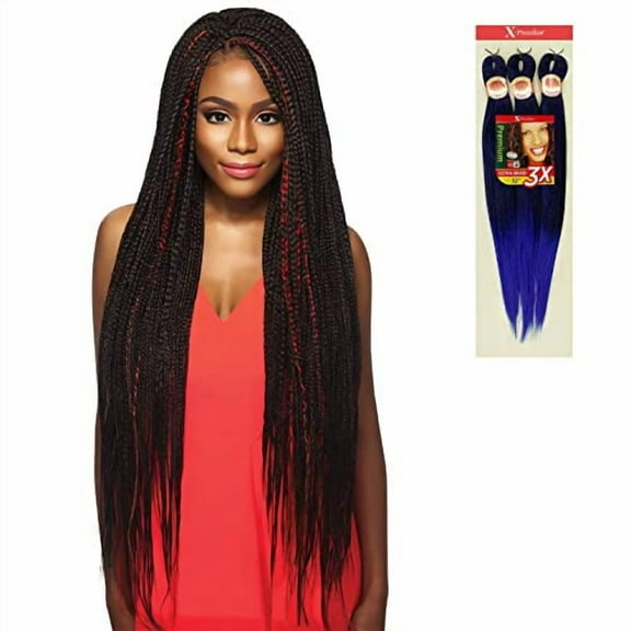 Outre Synthetic Hair Braids X-Pression Kanekalon 3X Pre Stretched Braid 52" (5-Pack, 1B)
