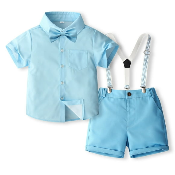 Kids Boys Gentleman Wedding Outfits Collared Dress Shirt Suspender Kids Boy Easter Outfit Kids Boy Clothes 4-5 Years