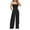 Black, variant on Women's Elegant Ruffle Lace Sleeveless Jumpsuit with Front Tie Detail and Medium Straight Leg Trousers