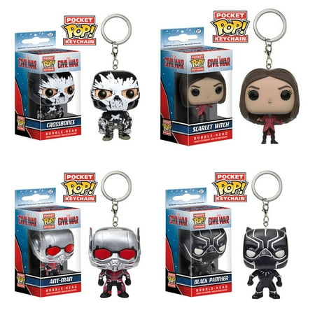 Funko Pocket POP! Keychains Captain America: Civil War - SET OF 4 (Crossbones, Ant-Man, B Panther &