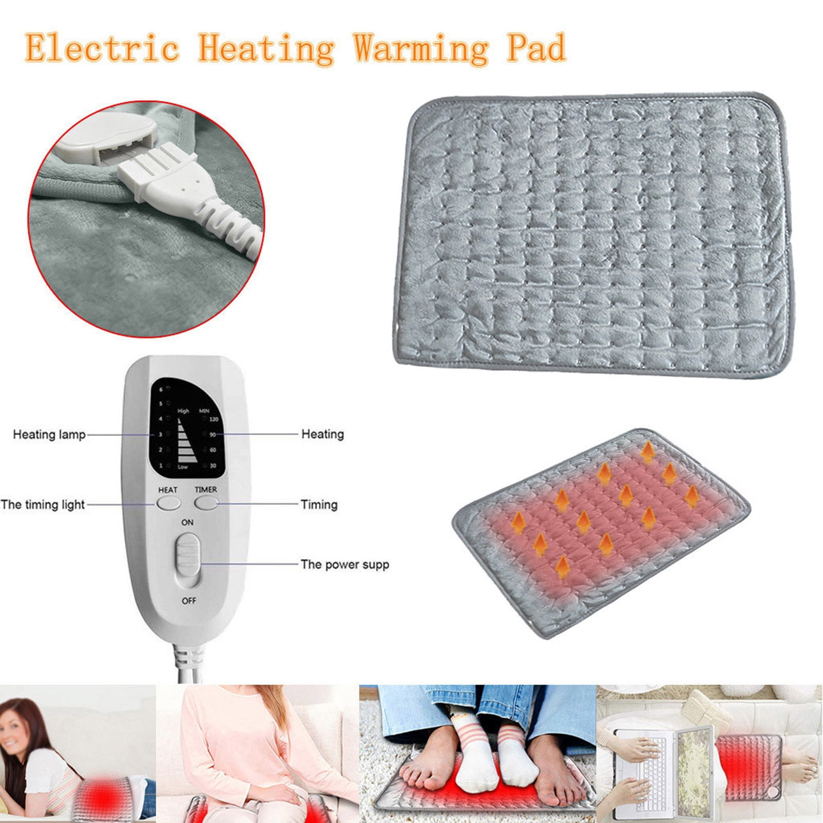 Gnmfd 6-Heat Warming Pad 12"x16" Body Pain Relief Mat Adjustable Timer Neck Back Calf Lower Back Spa Heat Therapy Heating Blanket Heated Throw Blanket Blanket Ladder Blanket Basket