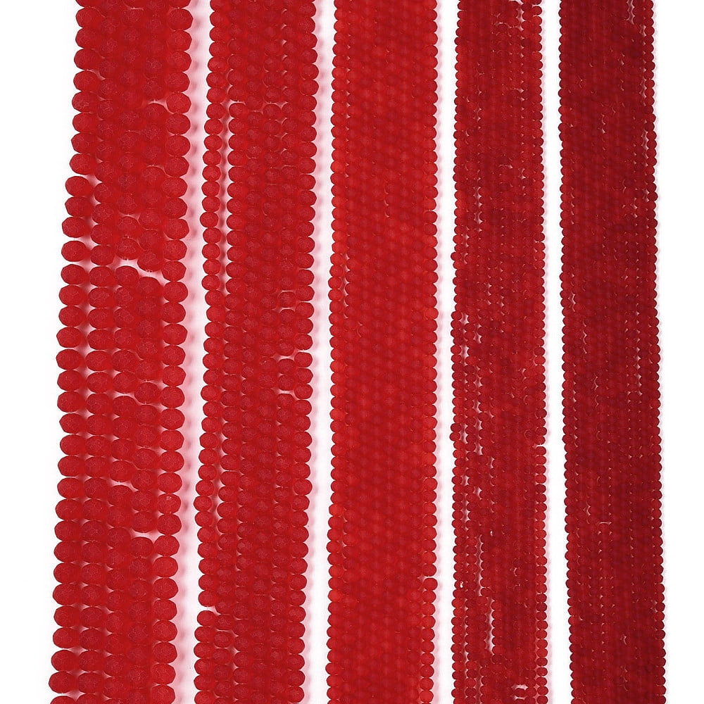 Transparent Glass Beads Strands Faceted Frosted Rondelle Crimson 6x4.5mm Hole: 1.4mm about 84~85pcs/strand 41.5~42cm