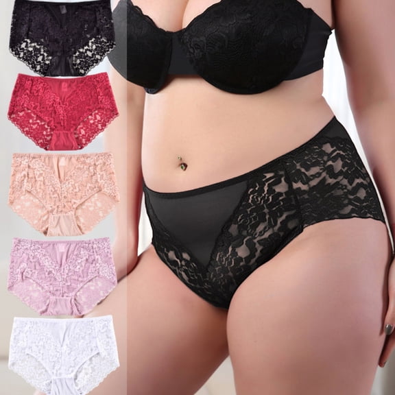 Byworldtasic Sexy High Waisted Underwear for Women Plus Size Briefs Breathable Lace Panties High Waisted Panties